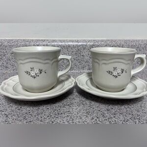 Pfaltzgraff Heirloom Pattern Mug & Saucer Sets